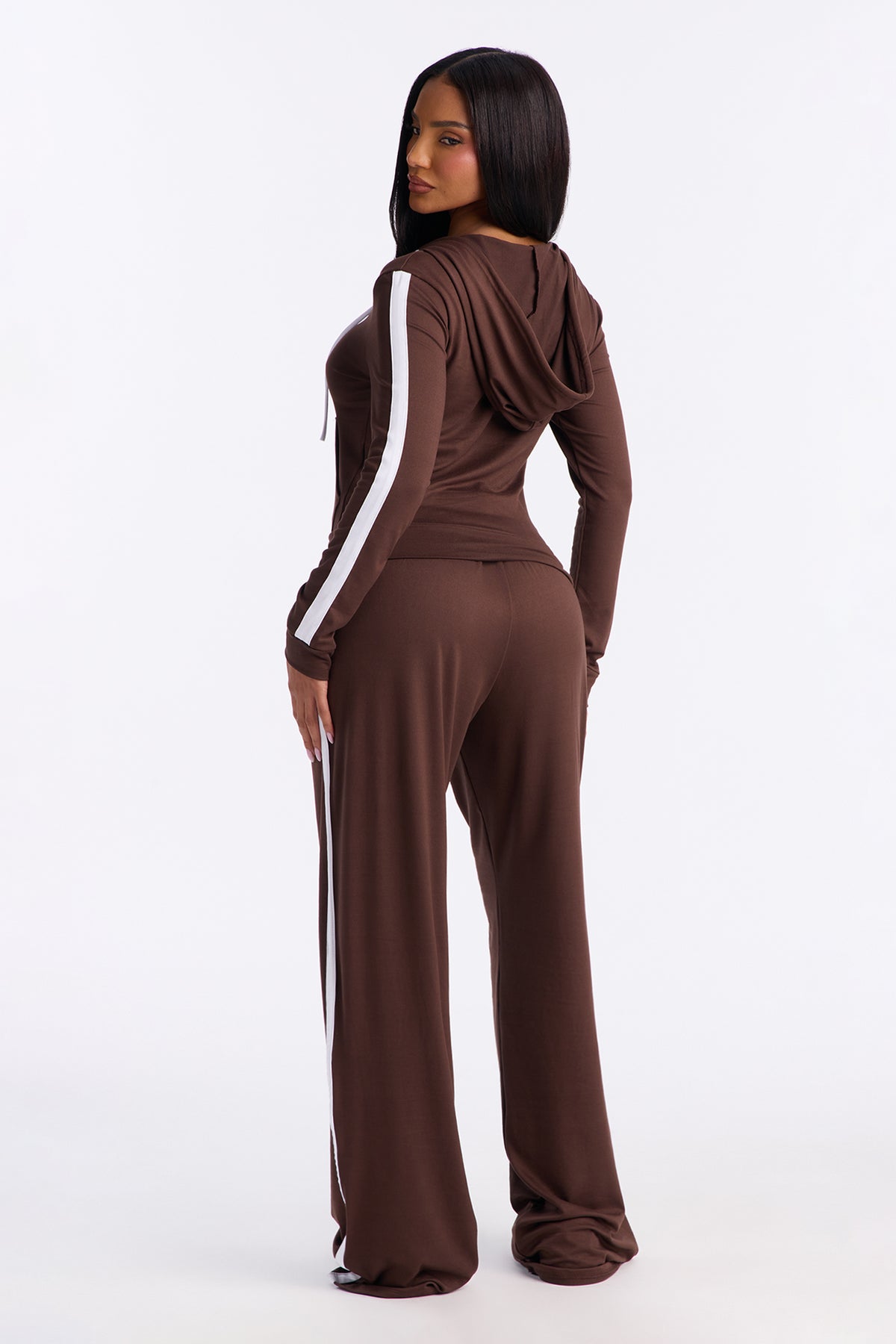 Tennis Courts Wide Leg Chocolate Tracksuit | Womens tracksuit chocolate wide leg tracksuit set womens athletic tracksuits for women