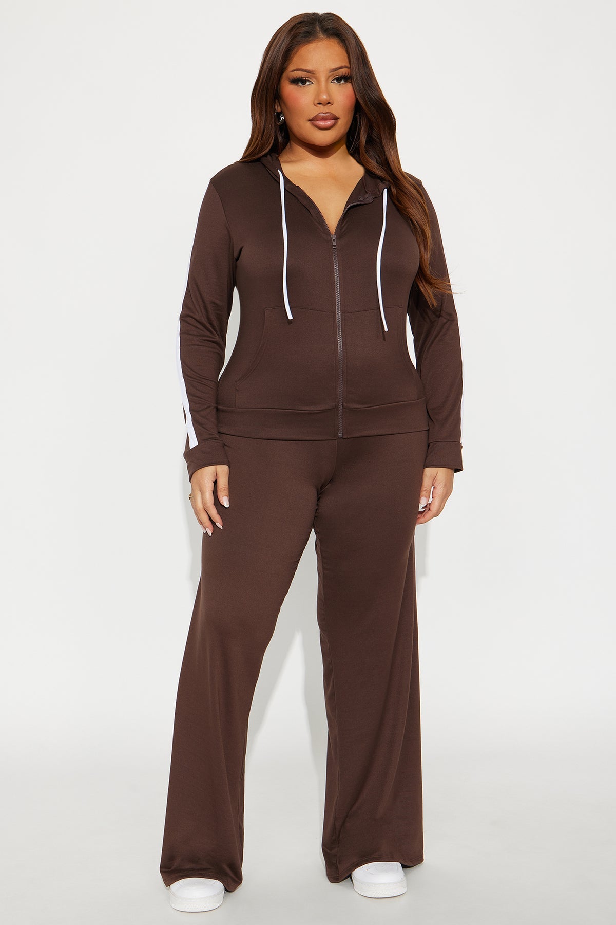 Tennis Courts Wide Leg Chocolate Tracksuit | Womens tracksuit chocolate wide leg tracksuit set womens athletic tracksuits for women