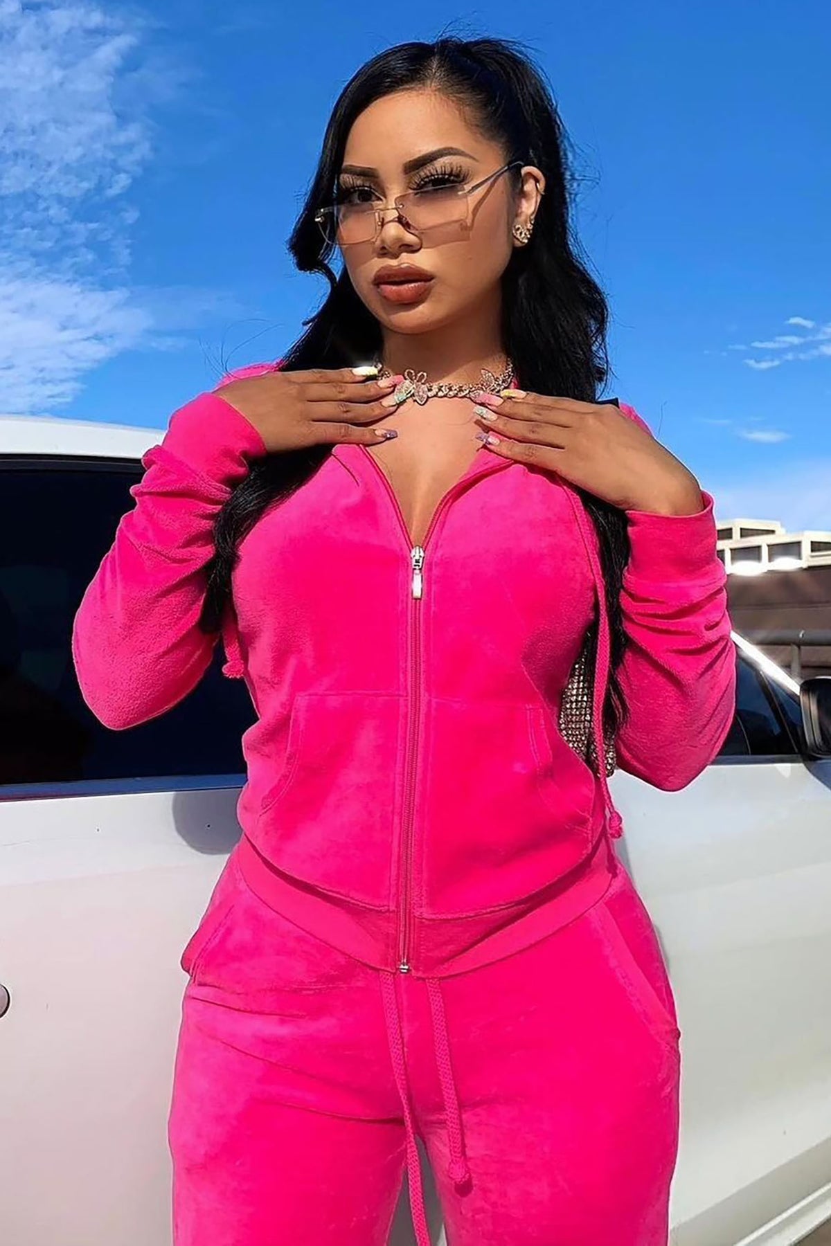 The Original Trendsetter Velour Bubblegum Pink Tracksuit | Womens tracksuit pink velour tracksuit set womens luxury tracksuits for women stylish outfit