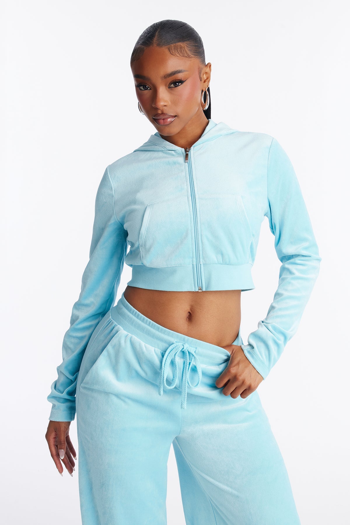The Original Trendsetter Wide Leg Velour Aqua Tracksuit | Womens tracksuit aqua velour wide leg tracksuit set womens luxury tracksuits for women