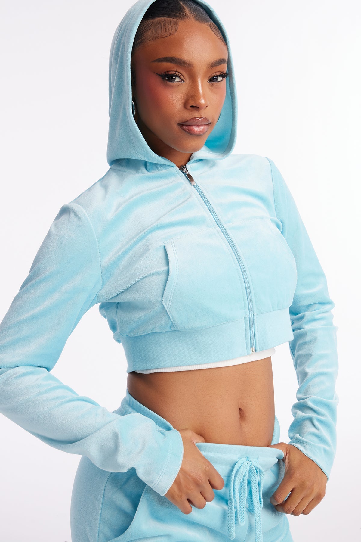 The Original Trendsetter Wide Leg Velour Aqua Tracksuit | Womens tracksuit aqua velour wide leg tracksuit set womens luxury tracksuits for women