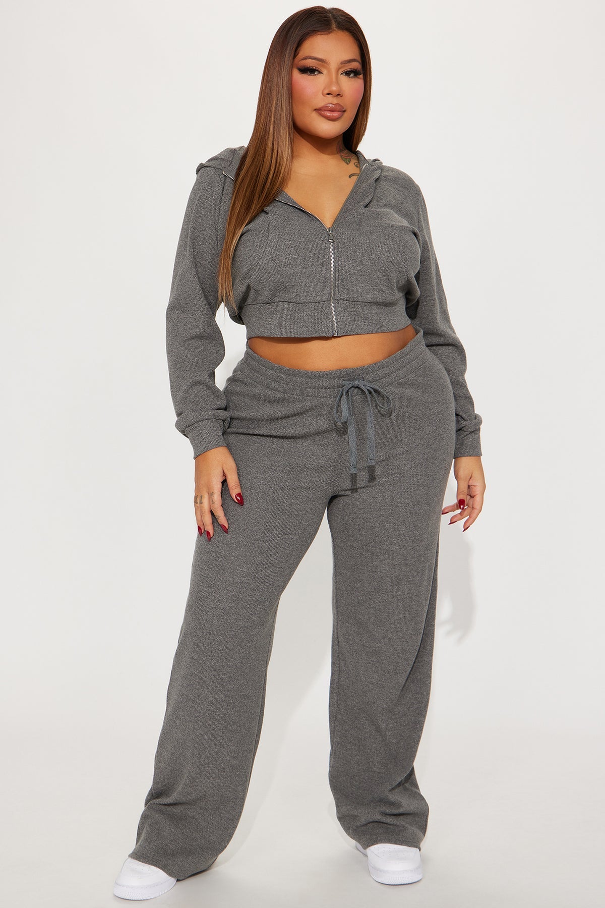 Thinking Of You Thermal Heather Grey Tracksuit | Womens tracksuit grey thermal tracksuit set womens winter tracksuits for women