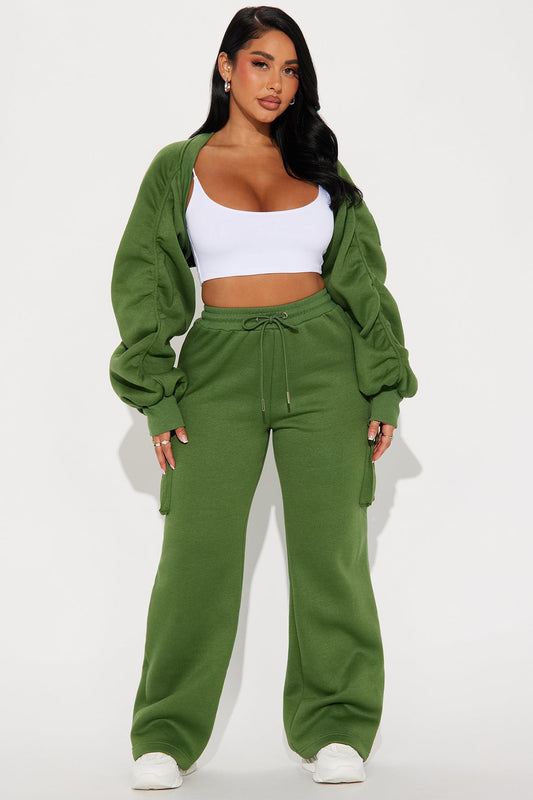 Waverley Green Tracksuit | Womens tracksuit green wide leg cargo tracksuit set womens streetwear tracksuits for women